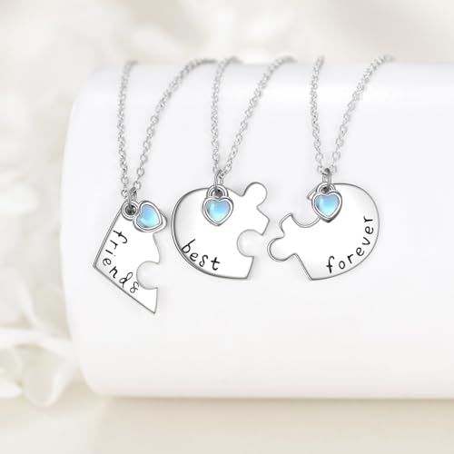 BFF Heart Necklace Sterling Silver Heart BFF Moonstone Pendant for Best Friend Sister Jewelry Friendship Gifts for Women 3 Sister4
