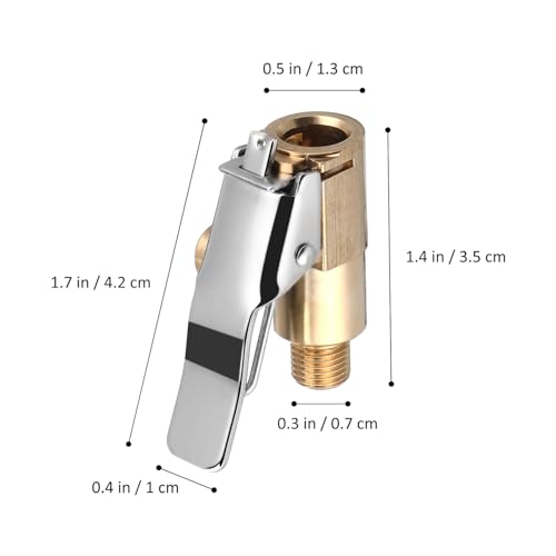 Image of SOLUSTRE Quick Clip Inflatable Nozzle - 2-Pack Copper Tire Inflator Adapter 1.77X1.18X0.78 Inches Secure Connection for Car Tire Air Compressor Accessories