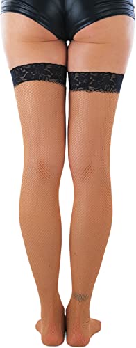 Image of ToBeInStyle Women's Fine Classic Fishnet Thigh High Stretch Nylon Novelty Stockings