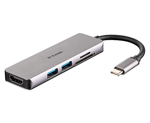 D-Link USB C Hub 5-in-1 with HDMI & SD & microSD Card Reader, 2 USB 3.0 Ports, 1 SD microSD Dual Card Reader, 1 HDMI 4K Port, MAC Windows Linux (DUB-M530-US)