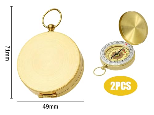 2 brújulas impermeables de latón para senderismo miniatura 2