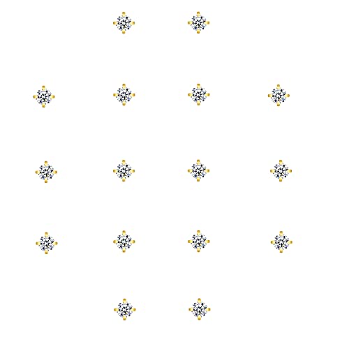 8 Pairs Tiny Flat Back Earrings for Women Men 14K Gold Plated Surgical Stainless Steel Stud Earrings Hypoallergenic Cubic Zirconia Cartilage Earrings, 2mm 3mm 4mm3