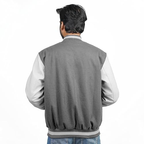 Image of Men's Fashion Varsity Jacket Causal Slim Fit Wool Letterman Baseball Bomber Jackets