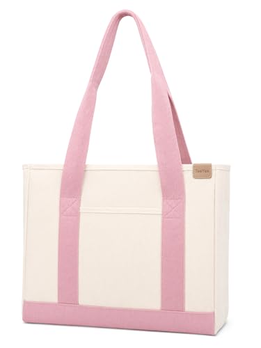 Image of TeeYee 16oz Canvas Tote Bag Casual Multi pockets Handbags Large Capacity Shopping Shoulder Bag with Pocket Bags Work Purses