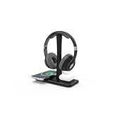5 in 1 Headphone Stand with 15w Wireless Charger, Fast Wireless Charging Station Headset Holder for iPhone 15/14/13/12/11/XS/XR/X, Air Pods 3/2/Pro/2, Desk Gaming Headset Holder (Black) -  Asbanzerks