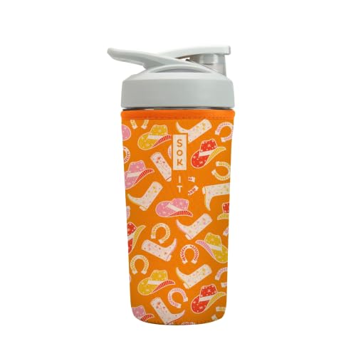 Sok It BotlSok Protein Blender Shaker Bottle Sleeve Insulated Neoprene Cover (Cowgirl Couture, Fits 28oz Blender)
