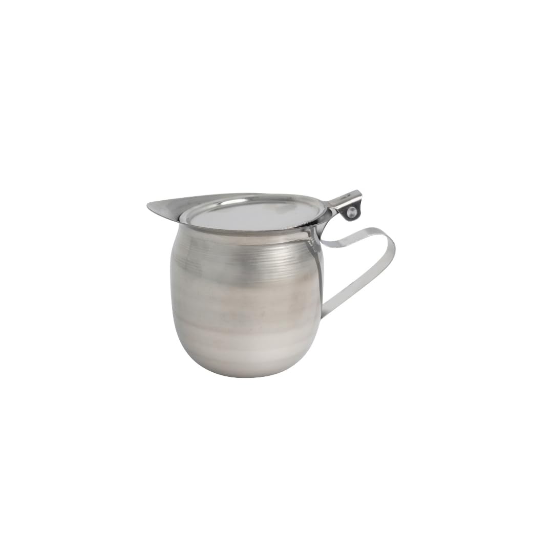 Pot à crème récipient lait inox argenté de 283,5 g de table avec couvercle
