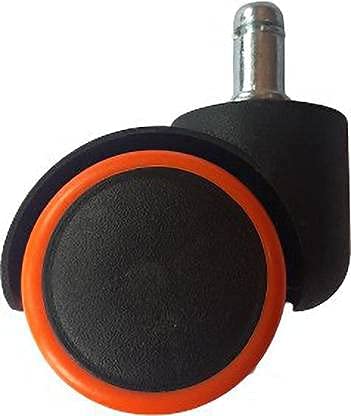 Image of K25 Nylon Heavy-Duty Caster Wheels Set of 5 Multi-Purpose Pin Type Revolving Castor Tyres for Home Office & Gaming Chair (Orange)