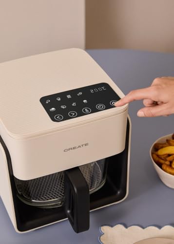 Miniatura 5 de Create Air Fryer Studio Crystal Freidora Sin Aceite 4.2 L Sin Vaporizador De Agua Blanco Roto Capacidad 5-6 Raciones, 6 Programas, Bandeja De Cristal, Control De Tiempo Y Tempertura, 1300w