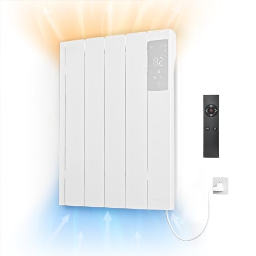 Lueptexx 800w Convection Wall Panel Heater-Electric Heater for Indoor Use, Quiet Fan-less Design, Energy Efficient Heating with ECO Mode, Remote Control, 24h Timer, Child Lock
