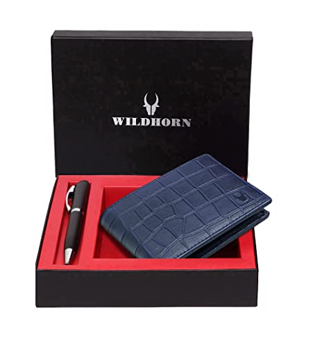 WildHorn® RFID Protected Genuine Leather Wallet & Gift Combo for Men