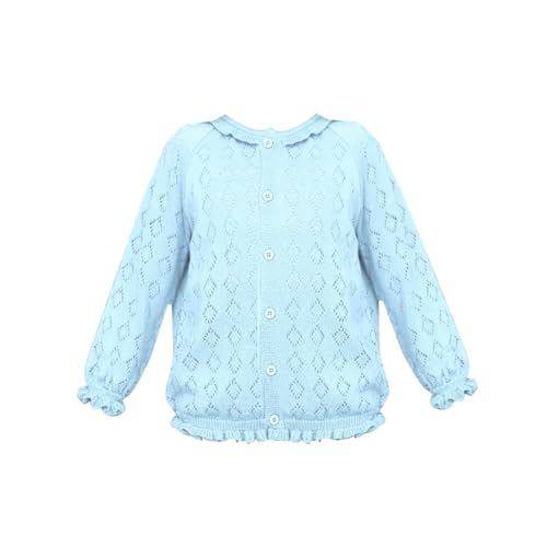 Girls Lace Knit Cardigan Button Up Knit Mesh Ruffle Uniform Sweater Toddler Baby Knitted Cardigan Sweater Jacket Outerwear