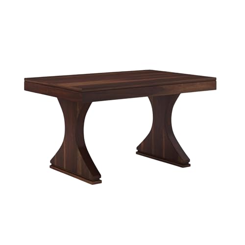 Image of SONA ART & CRAFTS Paan Solid Sheesham Wood 4 Seater Dining Table Set Dining Table with 4 Cushion Chairs Dinner Table Set for Dinning Room Home Hotel and Office (Walnut Finish)