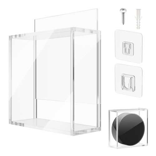 Cosmos Ice Hockey Puck Display Case Box Hockey Puck Wall Mount Holder Acrylic Display & Storage Showcase for Collectible Hockey Puck / Game Winning Puck, Memorabilia, Collectible Figure Stand (1)