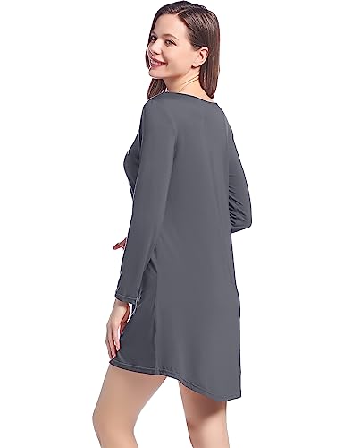 Joyaria Bamboo Cooling Nightshirt Lightweight Soft Nightgown Moisture Wicking Sleep Dress(Dark Grey, Xxl) #TOP5
