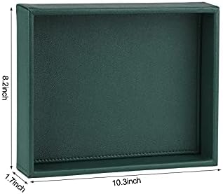 HofferRuffer Perfume Tray for Dresser Jewellery Tray PU Leather Storage Tray for Table Decoration, Catchall Tray 10.2*8.3*1.2 inch, Unisex, Green