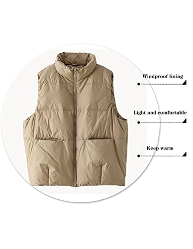 VIEWON Women's Casual Lightweight Padded Cropped Puffer Vest Sleeveless Zip Up Stand Collar Jacket Coat3
