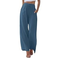 Pantalon Fluide Lin Femme éTé DéContractéS Pantalons Ample Yoga Et avec Poches Pilates Pants Mode Coton Chanvre Confortable Solide Couleur Casual Elegant Haute Vetement