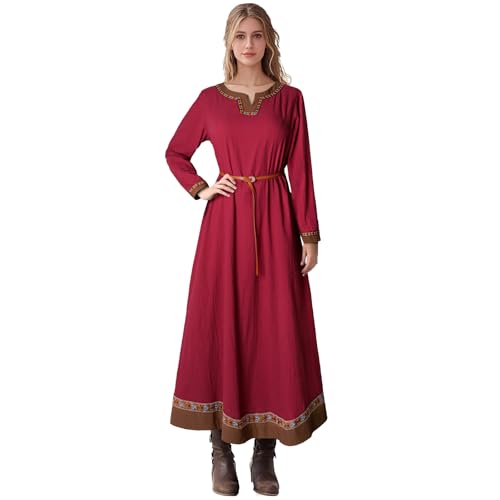 Robe viking médiévale en lin Teyujosem confection artisanale premium