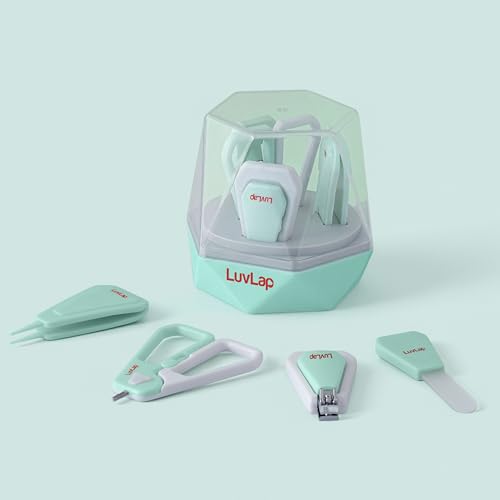 Image of LuvLap 4 in 1 Baby Grooming Set with Cute Case, Baby Manicure Set with Nail Scissors, Nail Clipper, Nail File & Tweezers, Grooming Kit for New Born & Toddler, BPA Free, Compact & Easy to Carry, 0m+