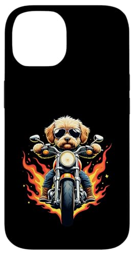 おかしなCavapoo Dog Riding a Motorcycle Design Cavapoo Lovers スマホケース iPhone 14 用