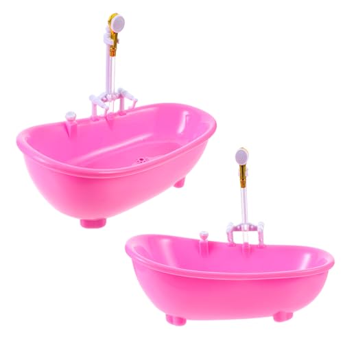 TOYANDONA Toy Bathtub for Dolls Electric Water Spraying Doll Bathtub Shower and Faucet Really Work Pretend Play Toy Play Accessories Fits Most Dolls Pink