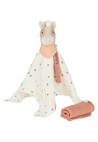 Sterntaler Schmusetuch Träumli Pferd Sunny - Baby Kuscheltuch mit Schnullerband - Baby und Kinder Schnuffeltuch mit Rassel zum Kuscheln und Greifen, aus Musselin, ecru