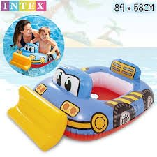 Image of Inflatable Kiddie Float | Water Baby Floater for Kids| Safe Anti-flip Diaper Style Swim Tube Rider| Swim Pool Tube for Toddlers|Multicolor Cute Swimming Pool Safety Seat (Bulldozer)