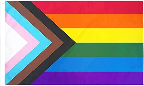 Progress Pride Rainbow Flag 3x5 ft LGBTQ Gay Pride Flags All Inlcusive Progressive Bisexual Non Binary Lesbian Transgender Flag Indoor Outdoor Wall