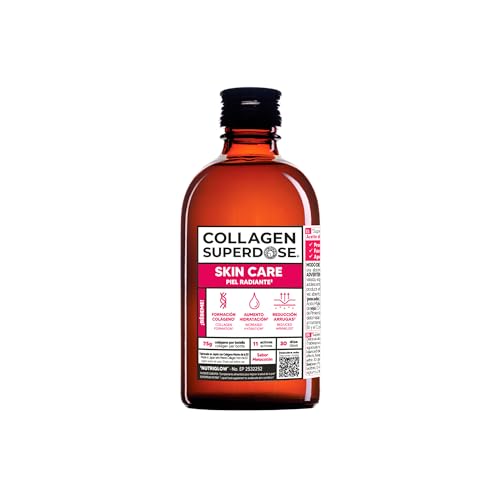 COLLAGEN SUPERDOSE Piel Radiante BY GOLD COLLAGEN- Colágeno Marino Hidrolizado (75g) - Complemento Líquido para Piel, Cabello y Uñas con Ácido Hialurónico, Vitamina C, Biotina, Zinc - 30 Días 300 ml