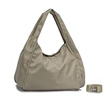 Bolsa Nylon Feminina Grande para Faculdade, Trabalho, Academia e Uso Diário - Bolsa Universitária Lateral de Ombro Impermeável Dia a Dia Casual (Bege)