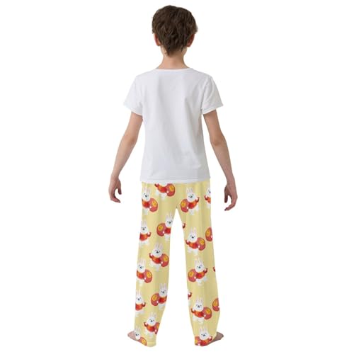 ZZXXB Chinese Bunny Happy New Year Boys Long Pants Soft Trousers Elastic Waist Kids Lounge Bottoms with Pockets S-XL3