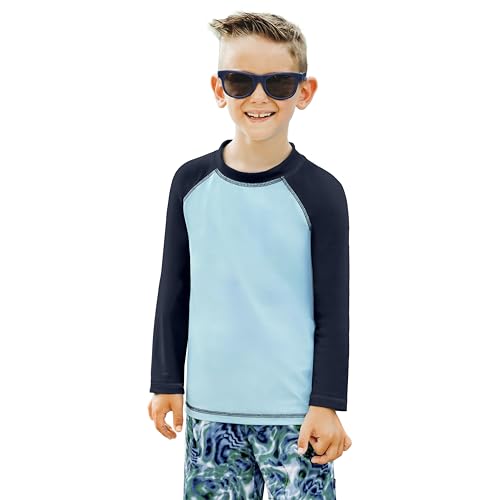 Image of City Threads Made in USA Solid Rashguard for Boys & Girls – SPF UPF Swim T-Shirt for Beach, Pool & Play