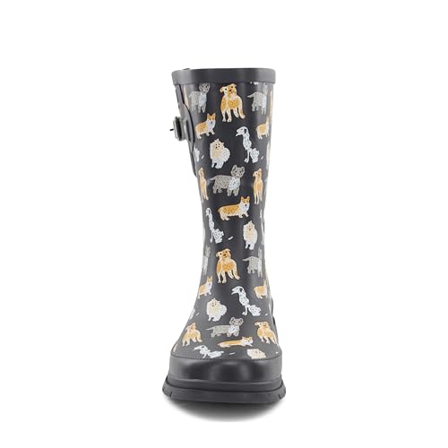 Image of Western Chief Women's Waterproof Mid Rain Boots | Ladies pull on mid rain boots with adjustable buckle, cushioned insole, and rubber outsole for wet weather and outdoor wear.