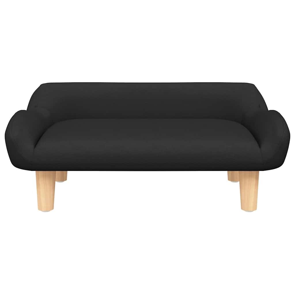 Cómoda cama para perros para salón con patas de madera maciza, sofá para perros de tela y espuma en negro, 70 x 40 x 24 cm