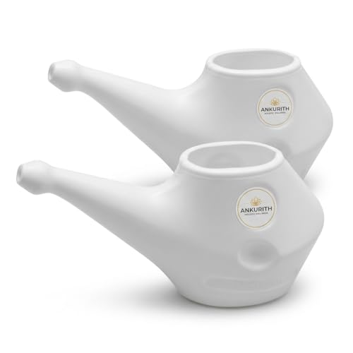 Image of Jal Neti Pot Plastic 200ml (Pack of 2) | BPA Free Nasal Cleansing Pot for Sinus Relief | Ayurvedic Jal Neti Kriya | Easy Flow Ergonomic Design | Rust Free, Reusable & Travel Friendly