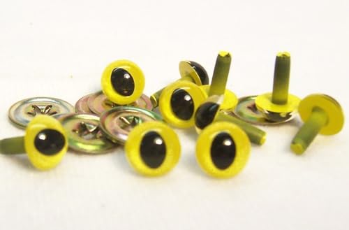 Sassy Bears 9mm Yellow Cat Safety Eyes (10 Pairs) for Bears Dolls Puppets Crafts
