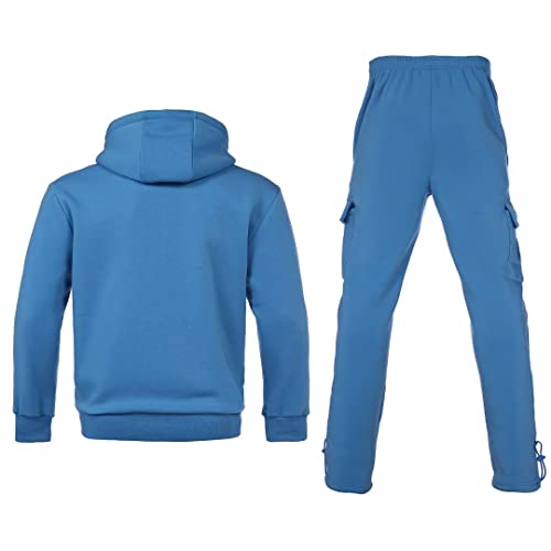 Tanderin Men's Hoodie Athletic Tracksuits 2 Piece Sweatsuits For Men Zipper Pockets Casual Sports Running Jogging Gym Sweat Suits Sets(Light Blue L) #TOP2