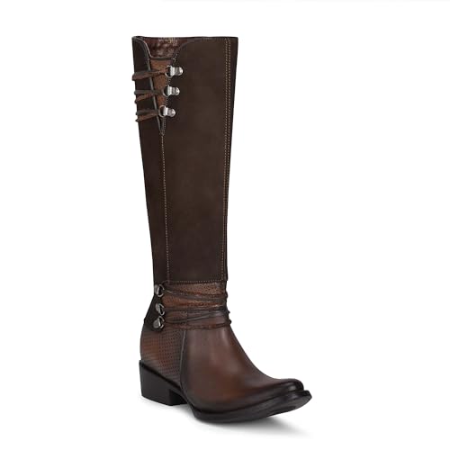 Cuadra Women's Tall Boot in Genuine Leather with Zipper Brown2
