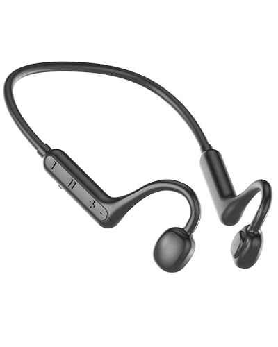 Sangcca Auriculares Conduccion Osea Open Ear Auriculares Oseos Bluetooth 5.1 Inalambricos para Conducción en la Oficina Trabajando en casa, Running Ciclismo Fitness, Ajuste del Volumen, 10 Horas