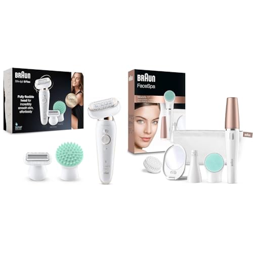 Braun Silk 9 Flex Depilatore Donna Epilatore con Accessorio Massaggiante & Face Spa, Depilatore Donna Epilatore Viso, Accessori Inclusi