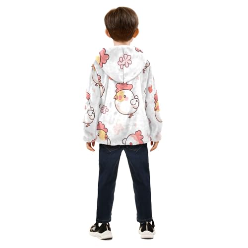 Cute Chicken Girls Fleece Jacket Girls Fall Jacket Girls Zip Up Hoodie Girls Sherpa Jacket 2-10T4