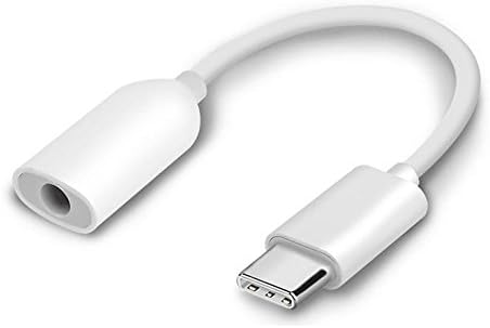 Qaoquda Type-C Male to 3.5mm Female Headset Adapter Audio Jack USB-C Port Earphone Converter Supports Hands-Free Microphone Compatible with Force Droid(Type C to 3.5M) (White)