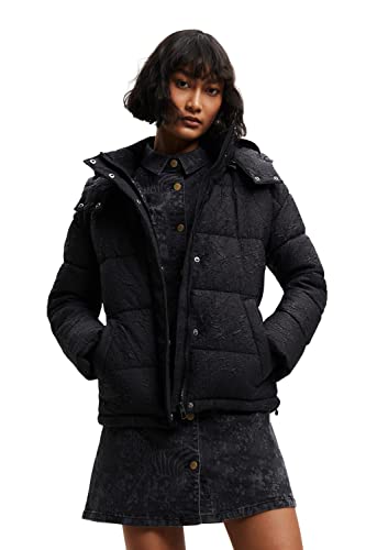 Marca: Desigual Desigual Padded_ESTOCOLMO, 2000 Black Cappotto Corto Imbottito, Donna