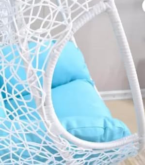 Image of Single Seater Swing Chair with Stand for Adult||Indoor|| Balcony ||Garden || Patio|| Living Outdoor ||Furniture(Do-It-Yourself)(White Sky Blue)