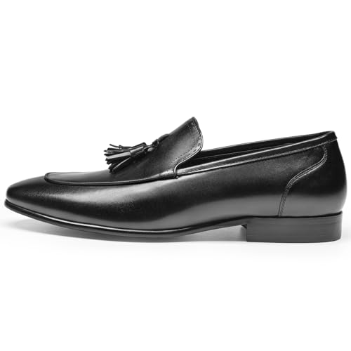 Men's Loafers & Slip-Ons - Genuine Leather Tassel Loafers | Classic Dress Shoes with Hand-Tied Fringes for Formal Occasions3