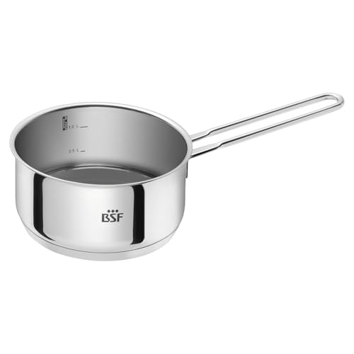 Zwilling BSF Stieltopf Bordeaux 16 cm 1 5 L Edelstahl Kochtopf silber mit Innenskalierung (0 5 l / 1 l) Stielkasserolle Induktion geeignet spülmaschinenfest Saucepan