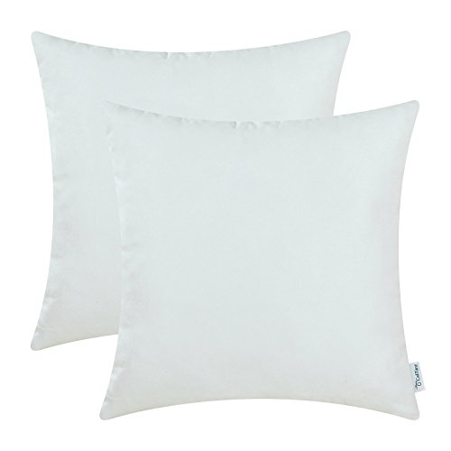 CaliTime Pack of 2 Cozy Throw Pillow Covers Cases for Couch Bed Sofa Super Soft Faux Suede Solid Color Both Sides 18 X 18 Inches True White