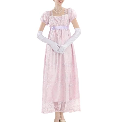 CR ROLECOS Regency Dress viktorianisches Damen barock Kleid Handschuhen Empire Taille Kleid S