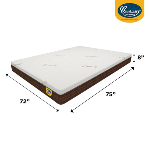 Image of Centuary Mattresses 100% Natura Latex 8-Inch King Size,10 Years Warranty,Medium Firm with Copper Gel Foam & Rubberised Coir Mattress (75x72x8)